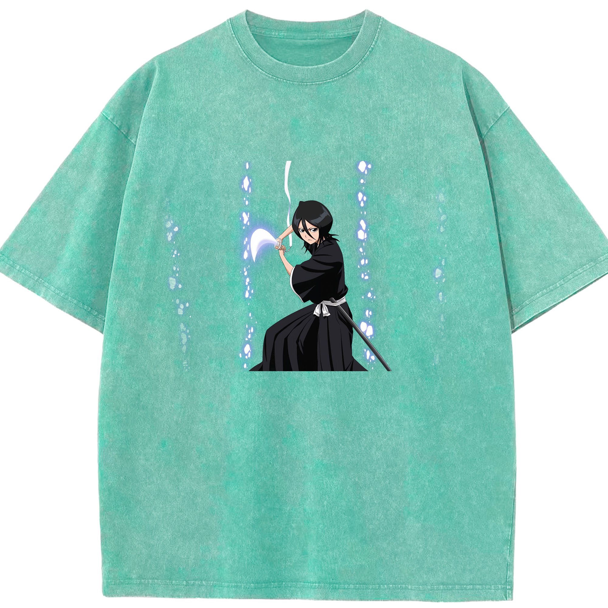 （画像用） ブリーチ 朽木ルキア BLEACH Kuchiki Rukia 綿100% ヴィンテージ風 半袖Tシャツ（フロントプリント）
